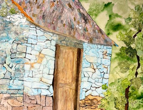 La cabane bleue, année de création 2025.
Technique utilisée acrylique /mixtes