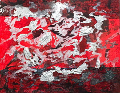 Artiste Sylvie Lachapelle, De-lombre-vers-la-lumiere, année de création 2021, technique acrylique/mix, support toile de coton, dimension 48 x 60 pouces.