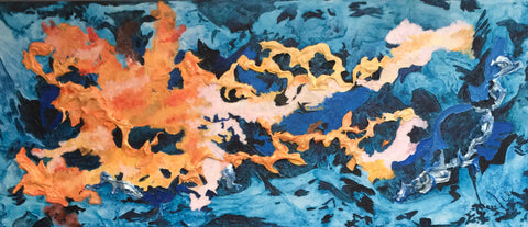 Artiste : Sylvie Lachapelle

Titre : Nébuleuse des dragons

Année de création : 2024

Technique : acrylique/mix

Support : toile de coton

Dimension : 48 x 20 pouces