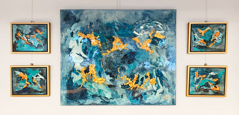 Artiste Sylvie Lachapelle Vertiges, un œuvre, cinq tableaux, année de création 2025, technique Acrylic / mix. 